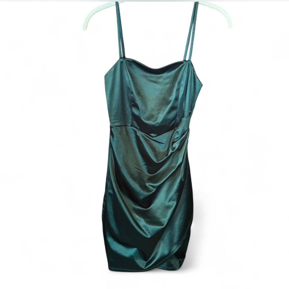 Emerald Sundae Teal Satin Mini Dress